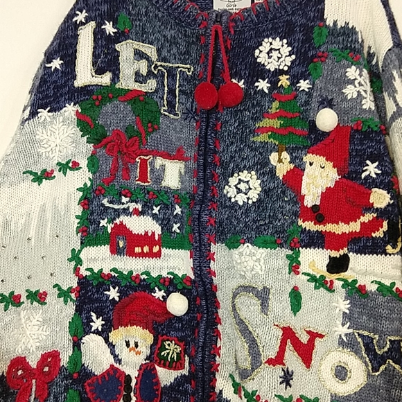 Tiara Girls Ugly Christmas Cardigan Sweater - Picture 3 of 6